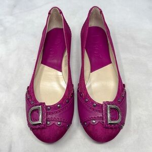 Christian Dior Vintage Y2K D Logo Monogram Ballerina Ballet Flat Shoes Fuchsia